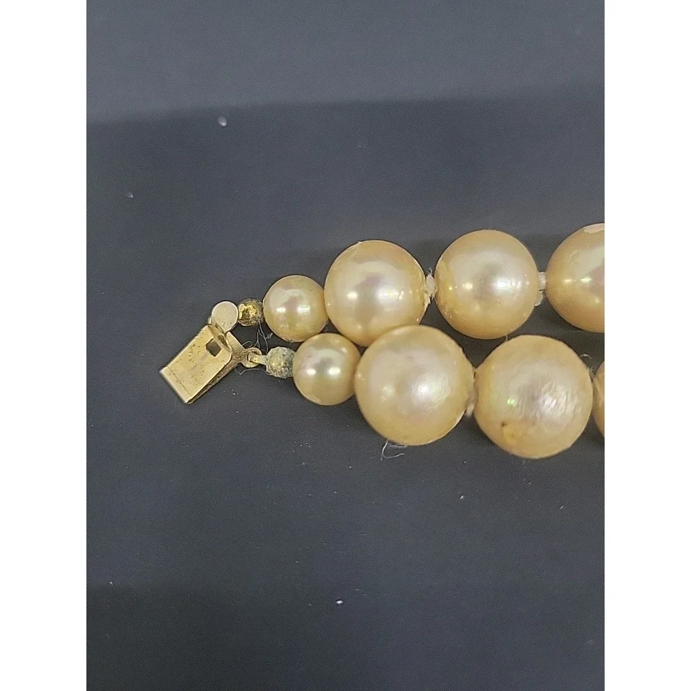 Vintage Carolee Faux Pearl Bracelet –‎ Double Strand w/ Goldtone Oval Clasp